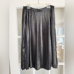Dynamite Metallic Pleated Maxi Skirt - Charcoal